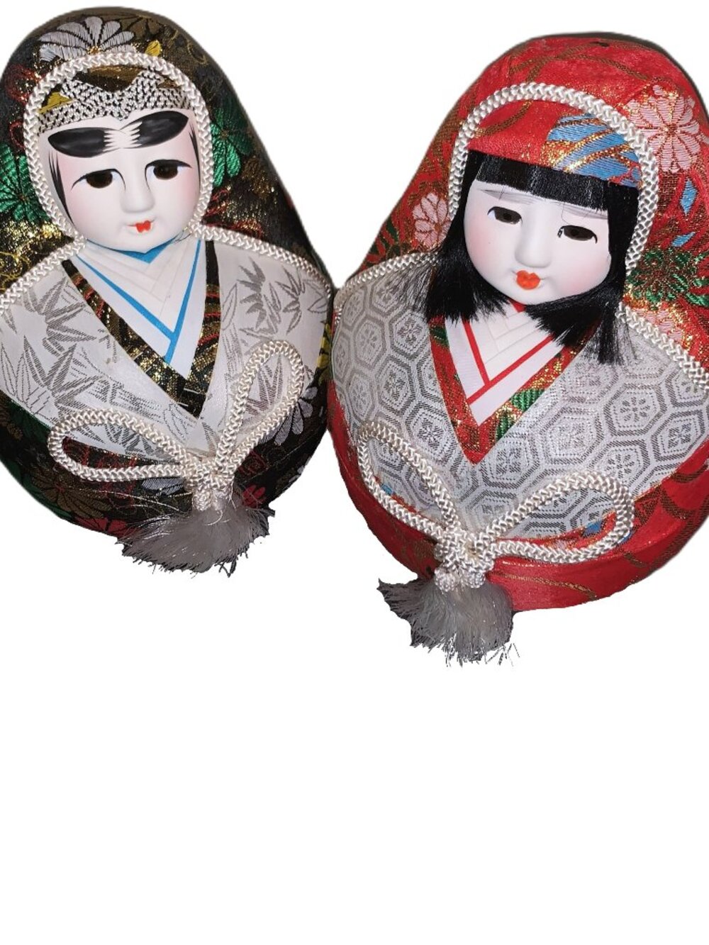 Japanese Kimono Hime Daruma Princess Hina Nishiki Prince 8.5" Doll Set Vtg 90s
